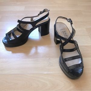 Enzo Angiolini Strappy Block Heel Platform Sandals Black Women’s 5 1/2 B